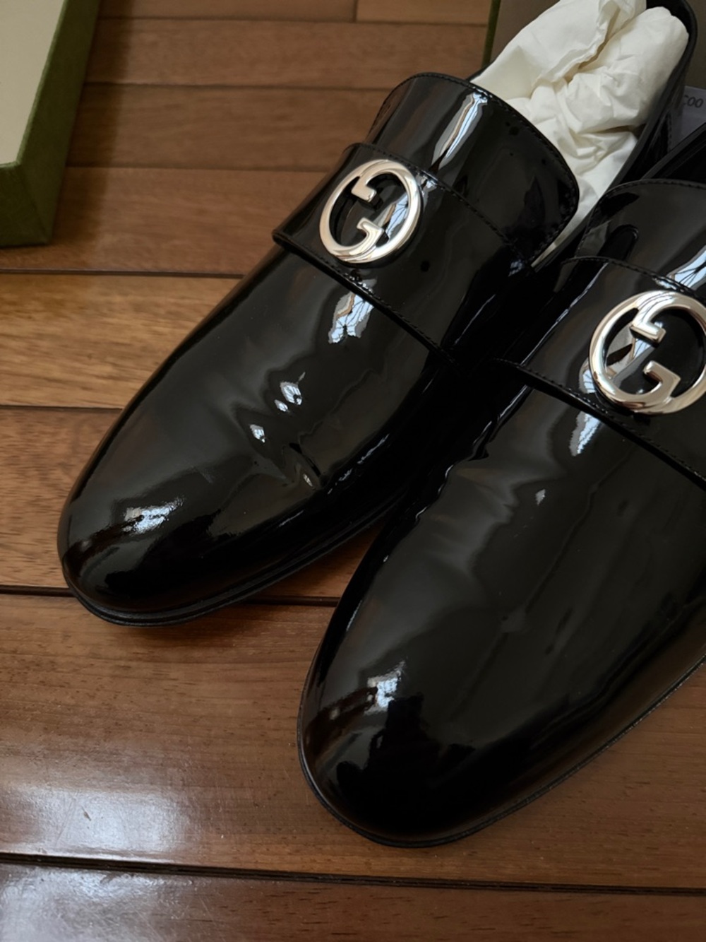 NIB Men’s Gucci Interlocking G Patent Leather Loafers 9.5 - Picture 10 of 10